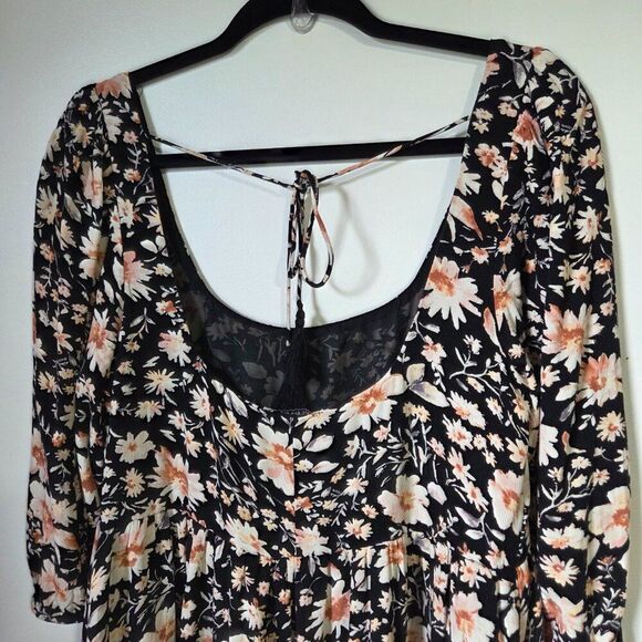 EUC AMERICAN EAGLE OUTFITTERS FLORAL DEEP SCOOP NECK BABYDOLL DRESS SIZE M - Picture 11 of 16